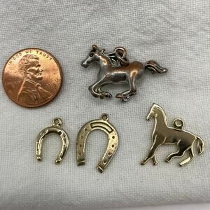 Set of 4 Horse Related Charms Jewelry Maker Crafts Bracelet Necklace